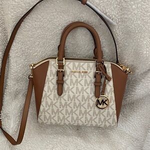 Michael Kors Tan and Cream Signature Satchel